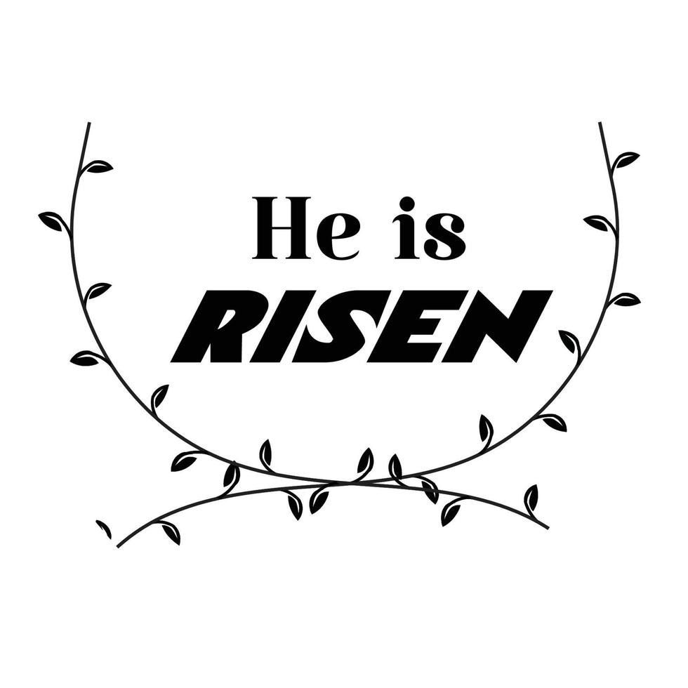 Hand drawn He is Risen indeed calligraphy lettering vector Easter text. Jesus illustration Greeting Card.