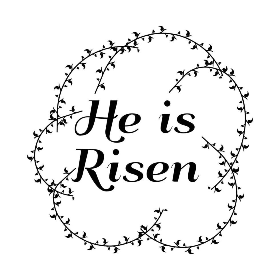 Hand drawn He is Risen indeed calligraphy lettering vector Easter text. Jesus illustration Greeting Card.