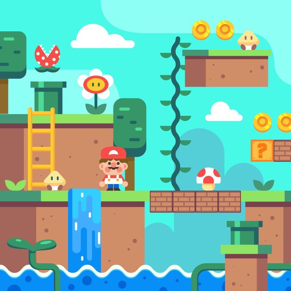 Retro Game Design in Flat Style vector