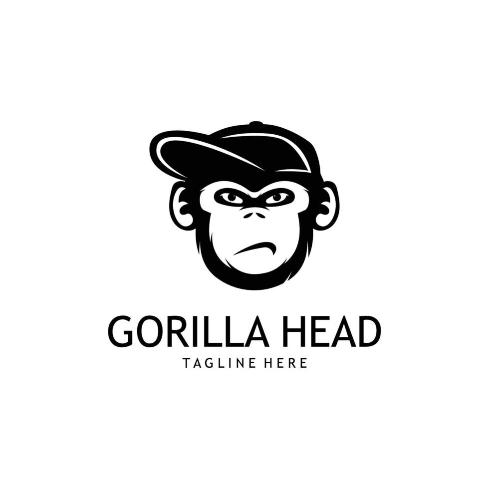 Gorilla head silhouette creative logo template. vector