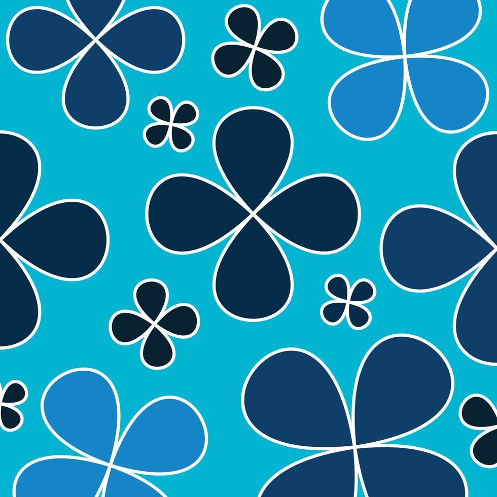 Blue flower pattern vector background isolated on blue square wallpaper