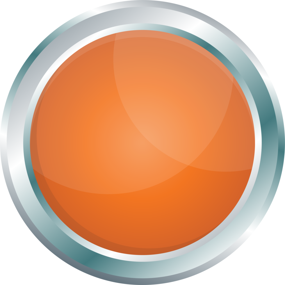 Button with metallic border in realistic style png