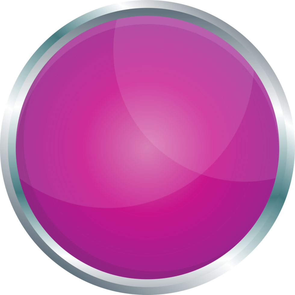 Button with metallic border in realistic style png