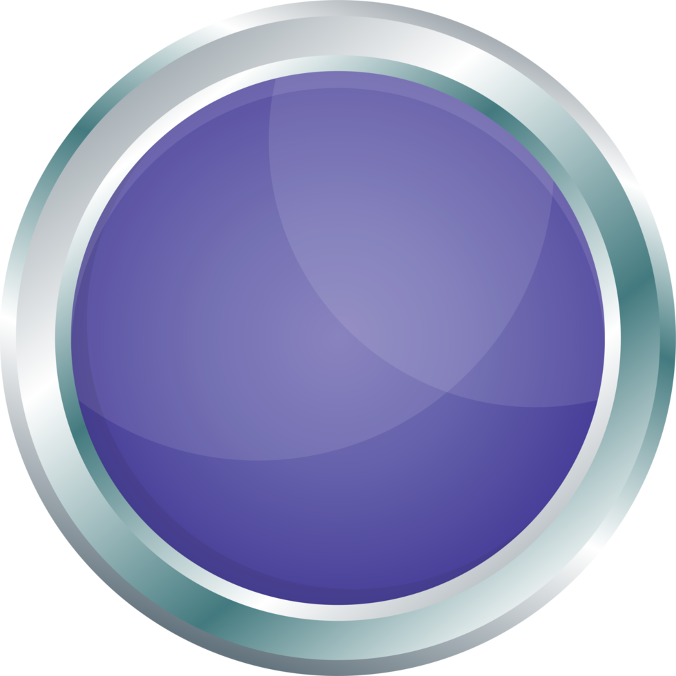 Button with metallic border in realistic style png