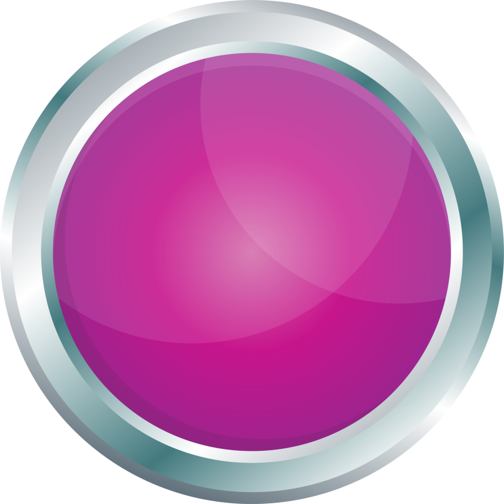 Button with metallic border in realistic style png