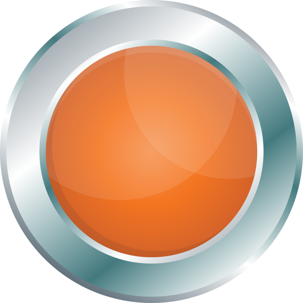 Button with metallic border in realistic style png