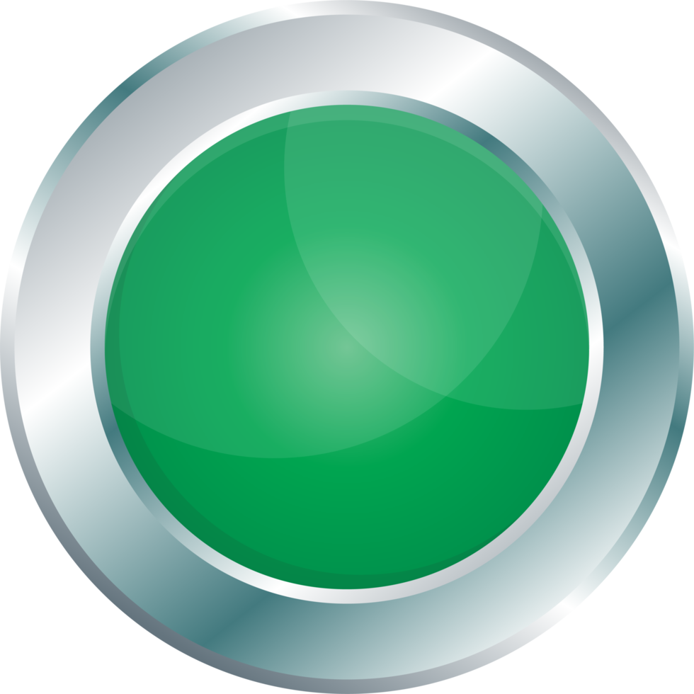 Button with metallic border in realistic style png