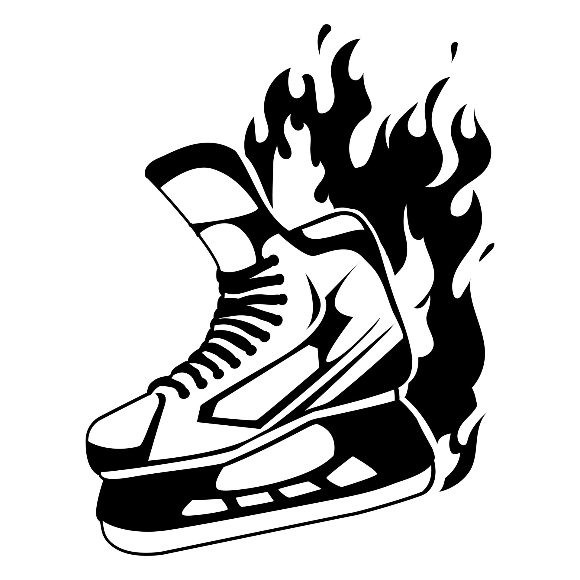 Ice Hockey Skate On Fire High Contrast 22094484 Vector Art at Vecteezy