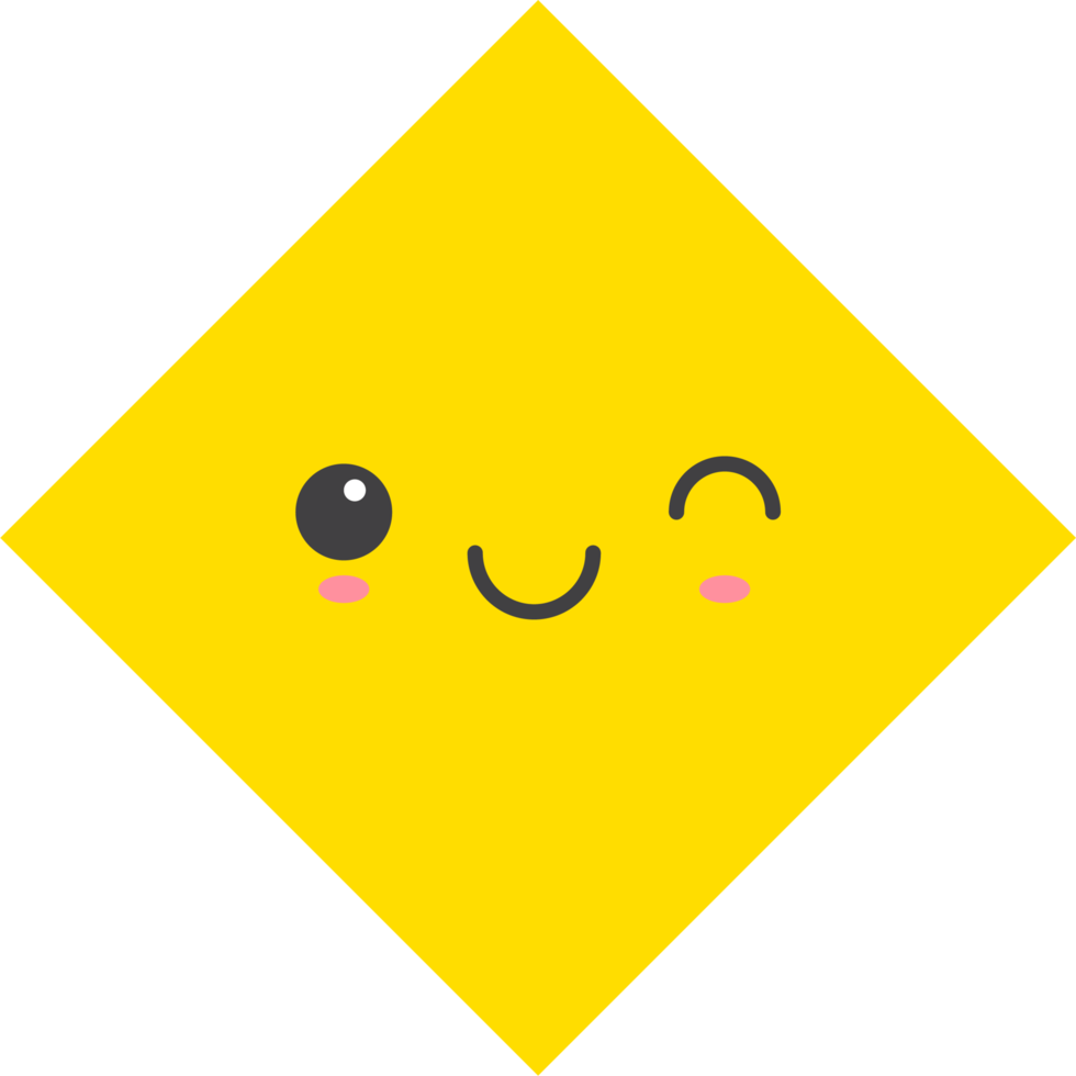 Cartoon geometric shape with emotions png