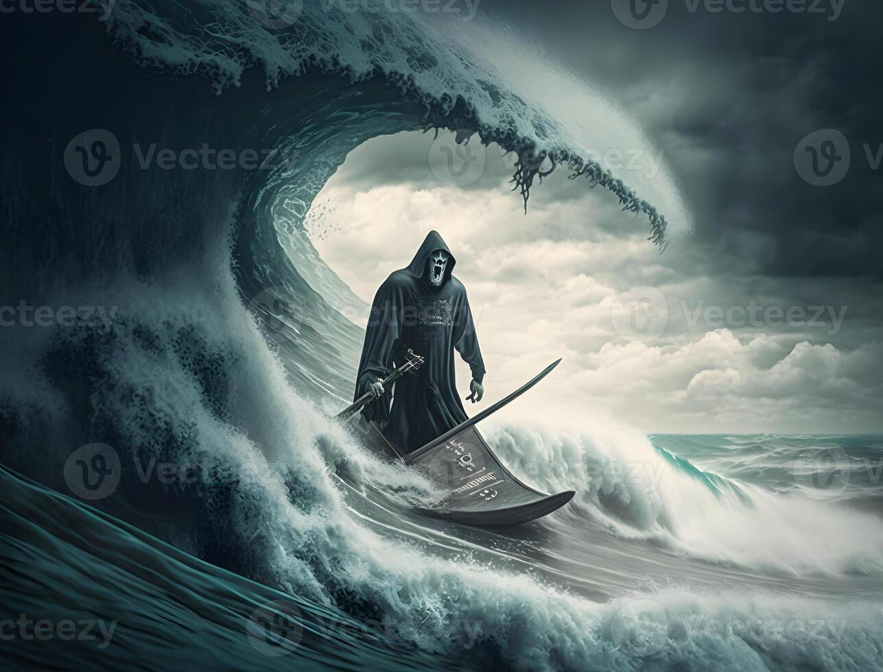 grim reaper surfing, photo