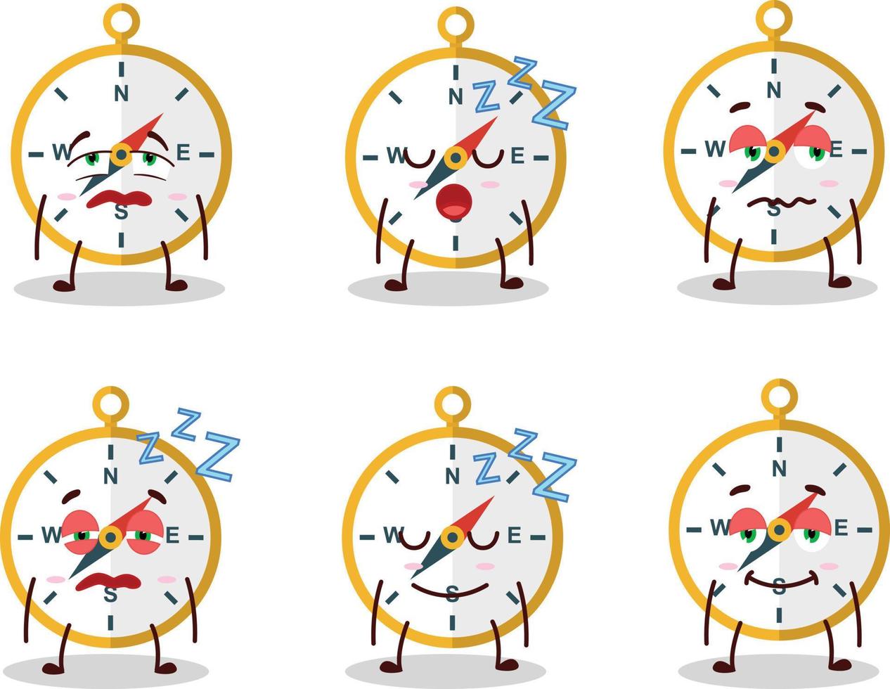 Cartoon character of compass with sleepy expression vector
