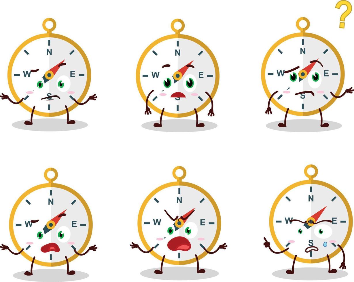 Cartoon character of compass with what expression vector