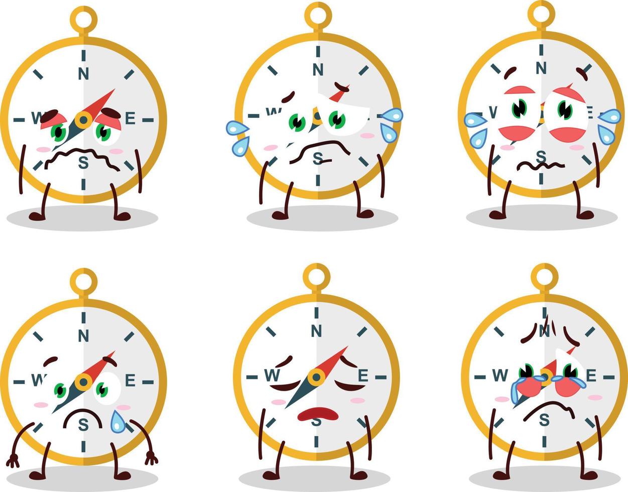 Compass cartoon in character with sad expression vector