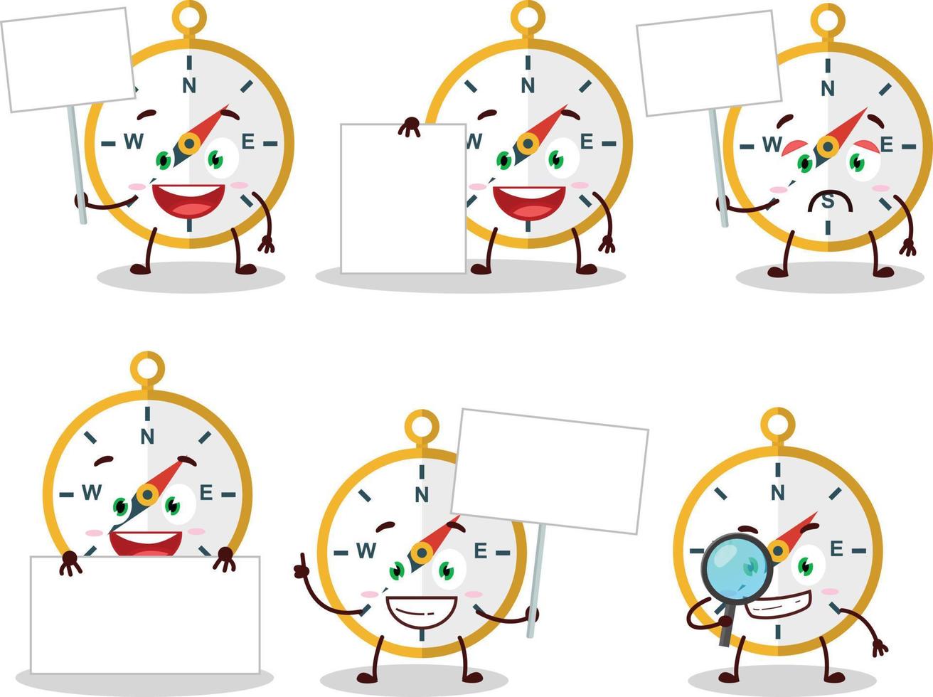 Compass cartoon in character bring information board vector