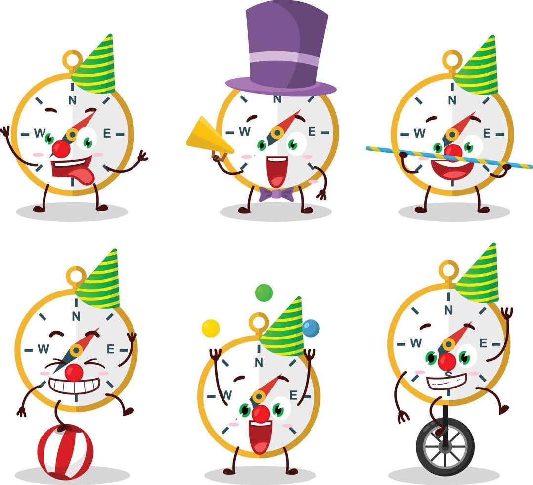 Cartoon character of compass with various circus shows vector