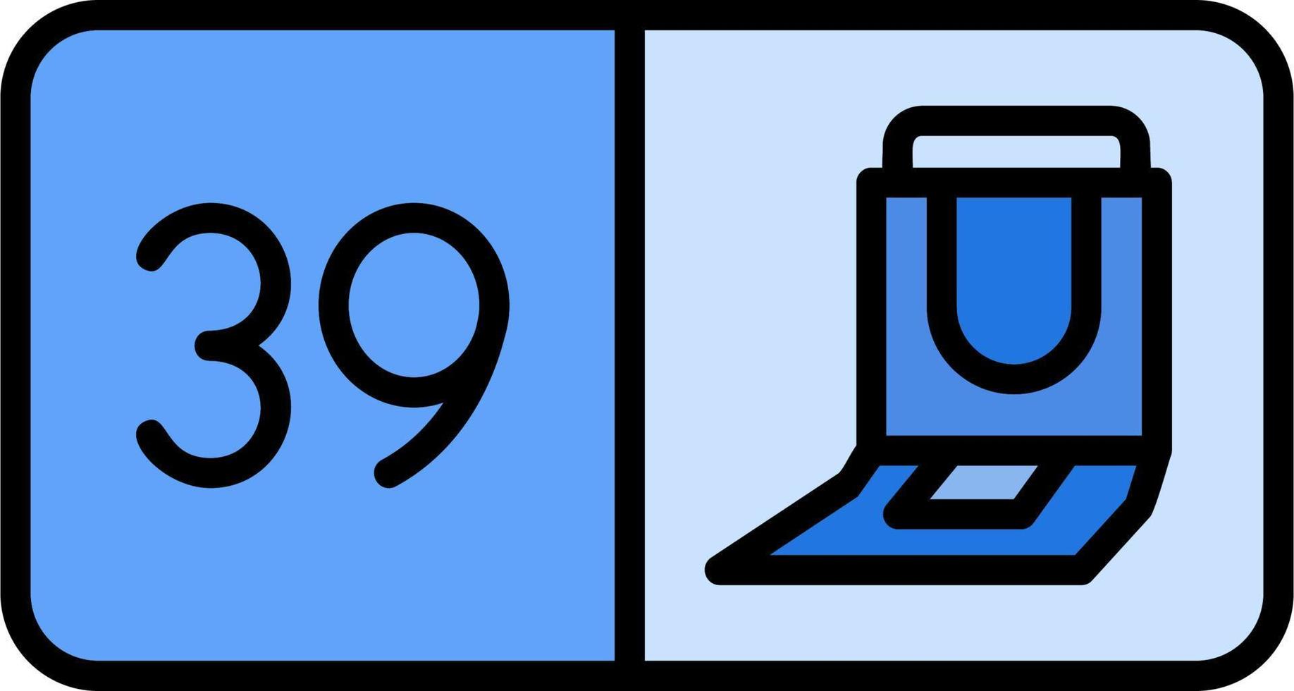 Seat Number Thirty Nine Vector Icon