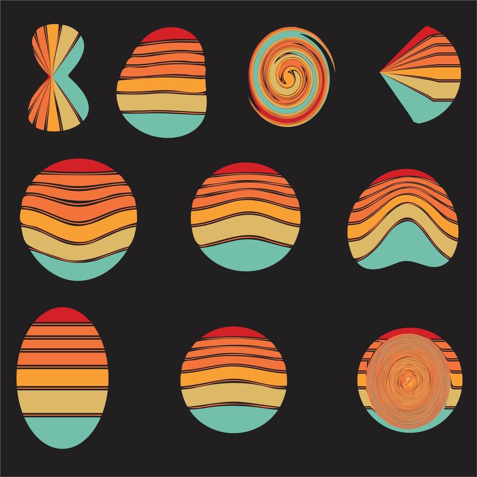 Retro Sunset  Bundle,  Instant Download Retro design,Retro Sunset Clipart, Sunset Retro design. vector