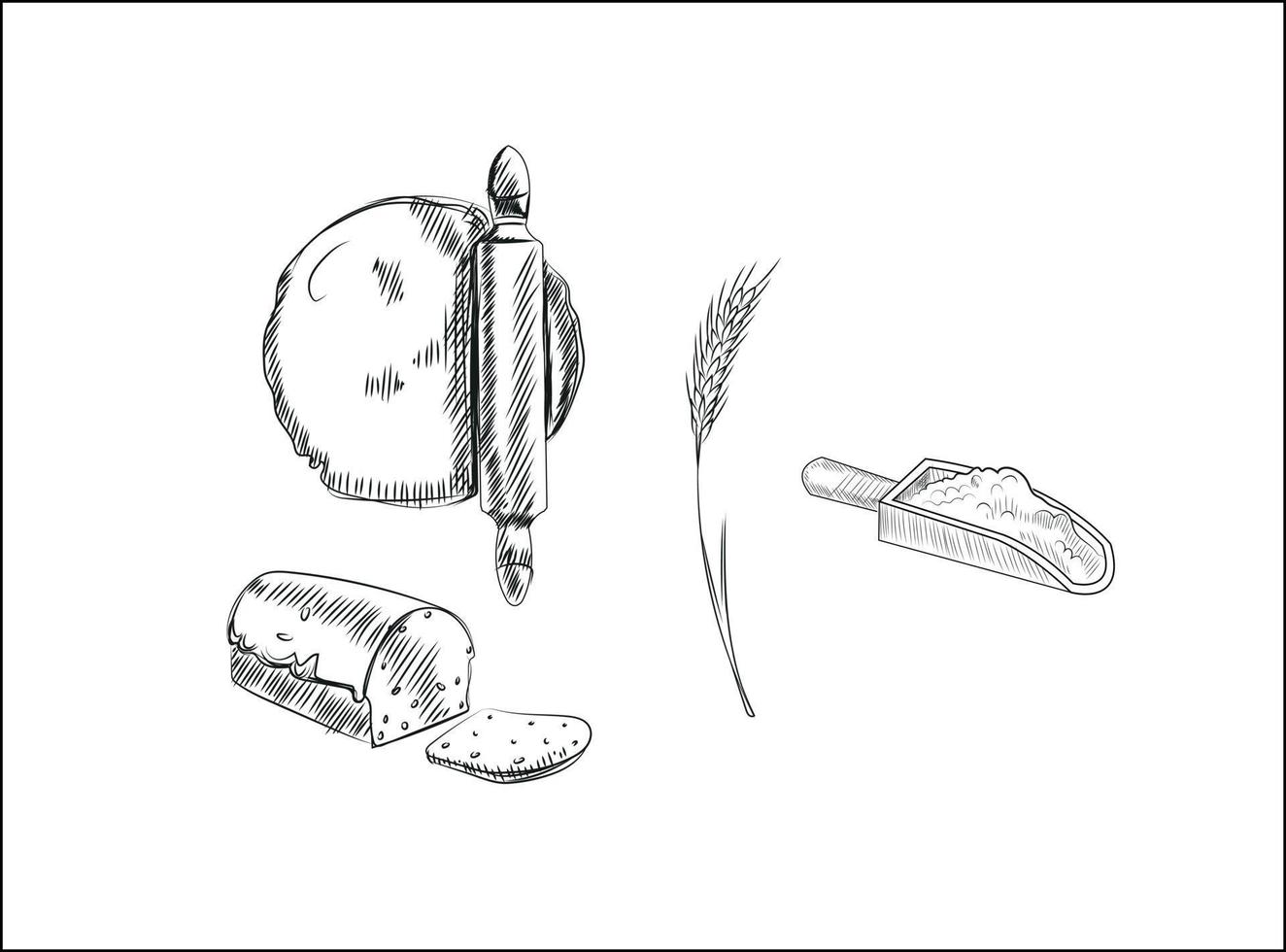 Sketch set of flour vector