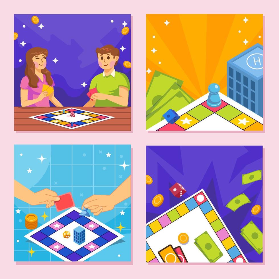 Colorful Board Game Social Media Template vector