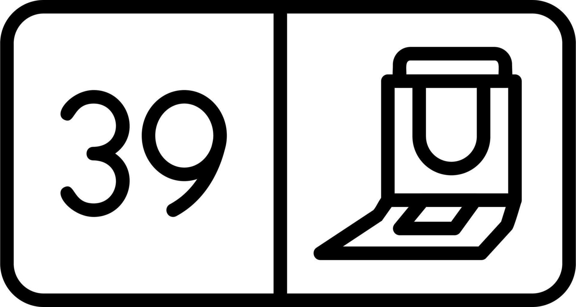asiento número treinta nueve vector icono