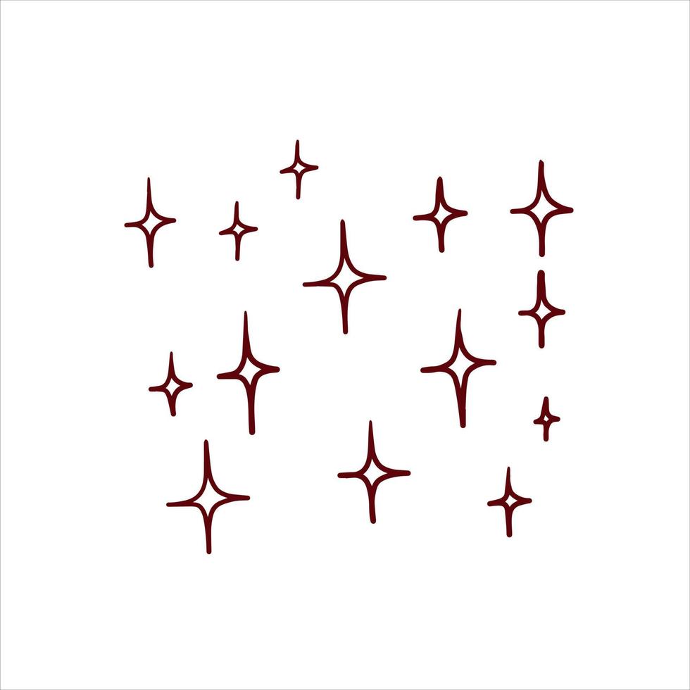 Hand Drawn Doodle star. Black and White Sparkling effect. vector