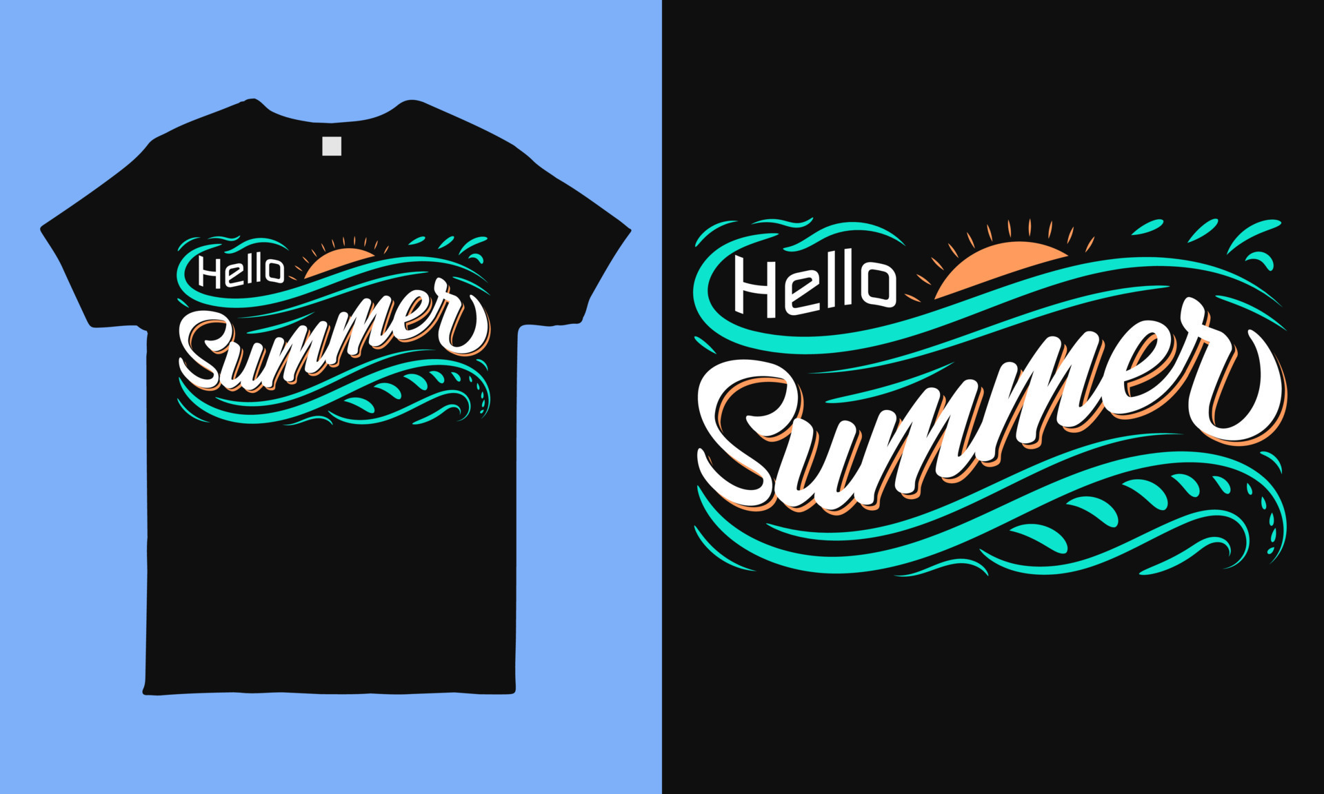 Hello summer. Hand drawn vintage hand lettering. This illustration can ...