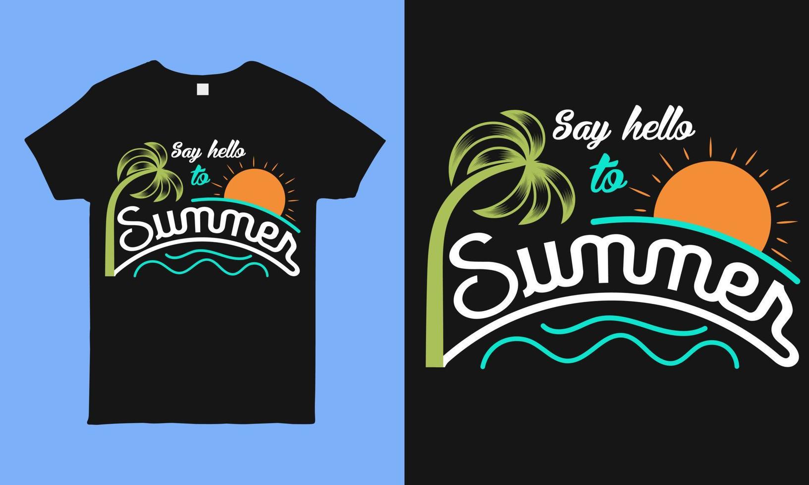 Hello summer. Hand drawn vintage hand lettering. This illustration can be used as a print on t shirts and bags, stationary, sticker or as a poster. vector