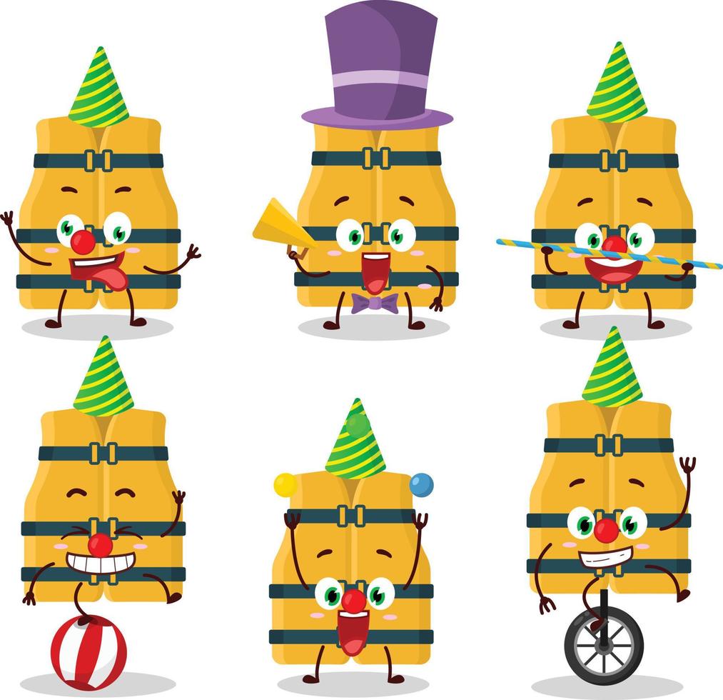Cartoon character of life vest with various circus shows vector