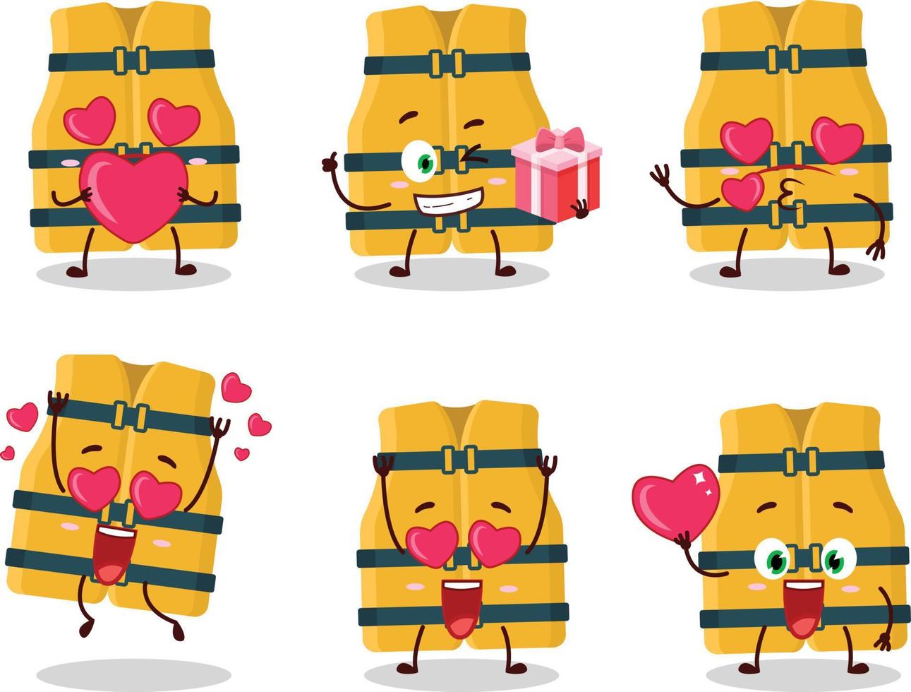 Life vest cartoon character with love cute emoticon vector