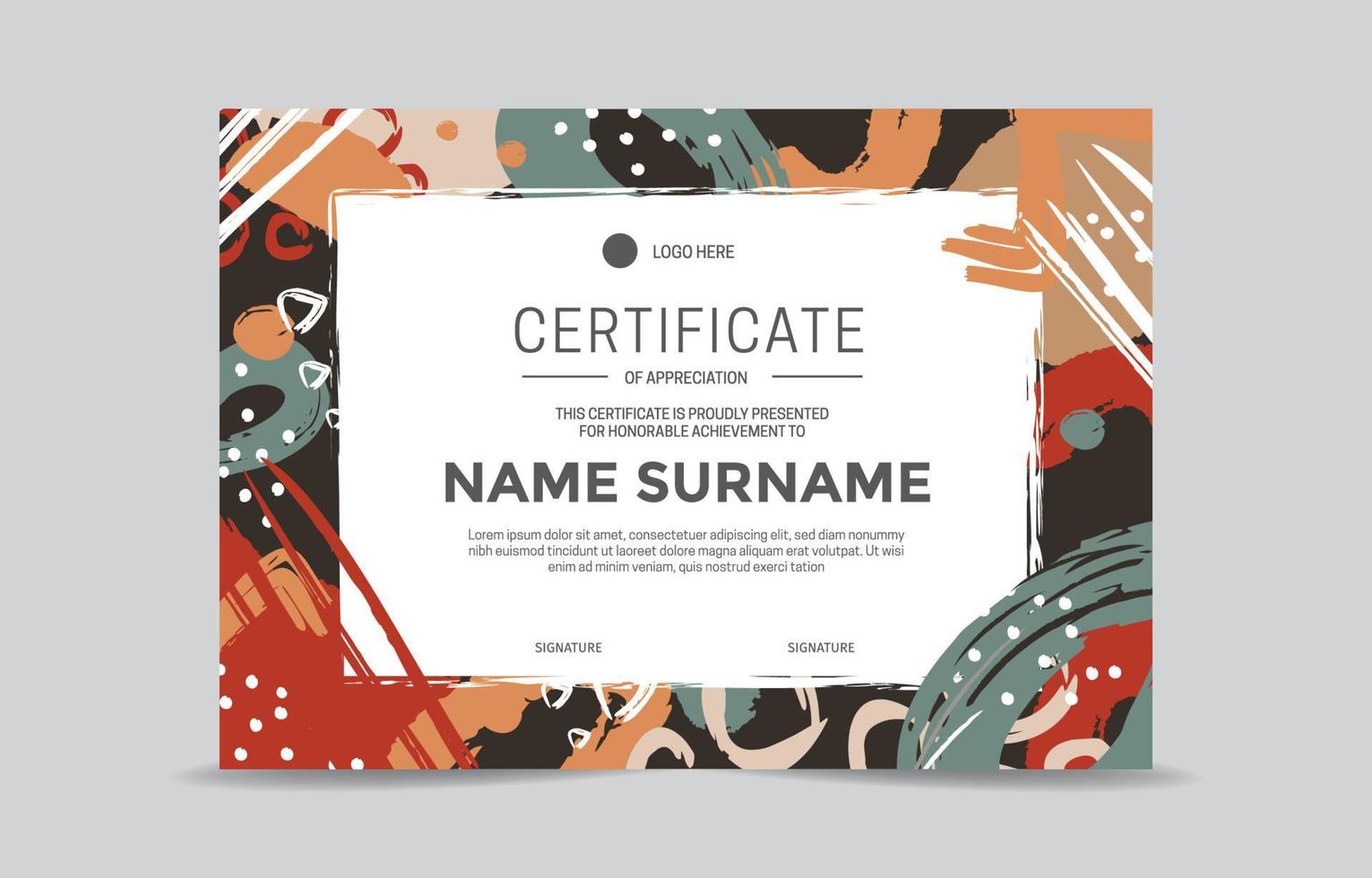 Creative Hand Drawn Brush Certificate Template vector