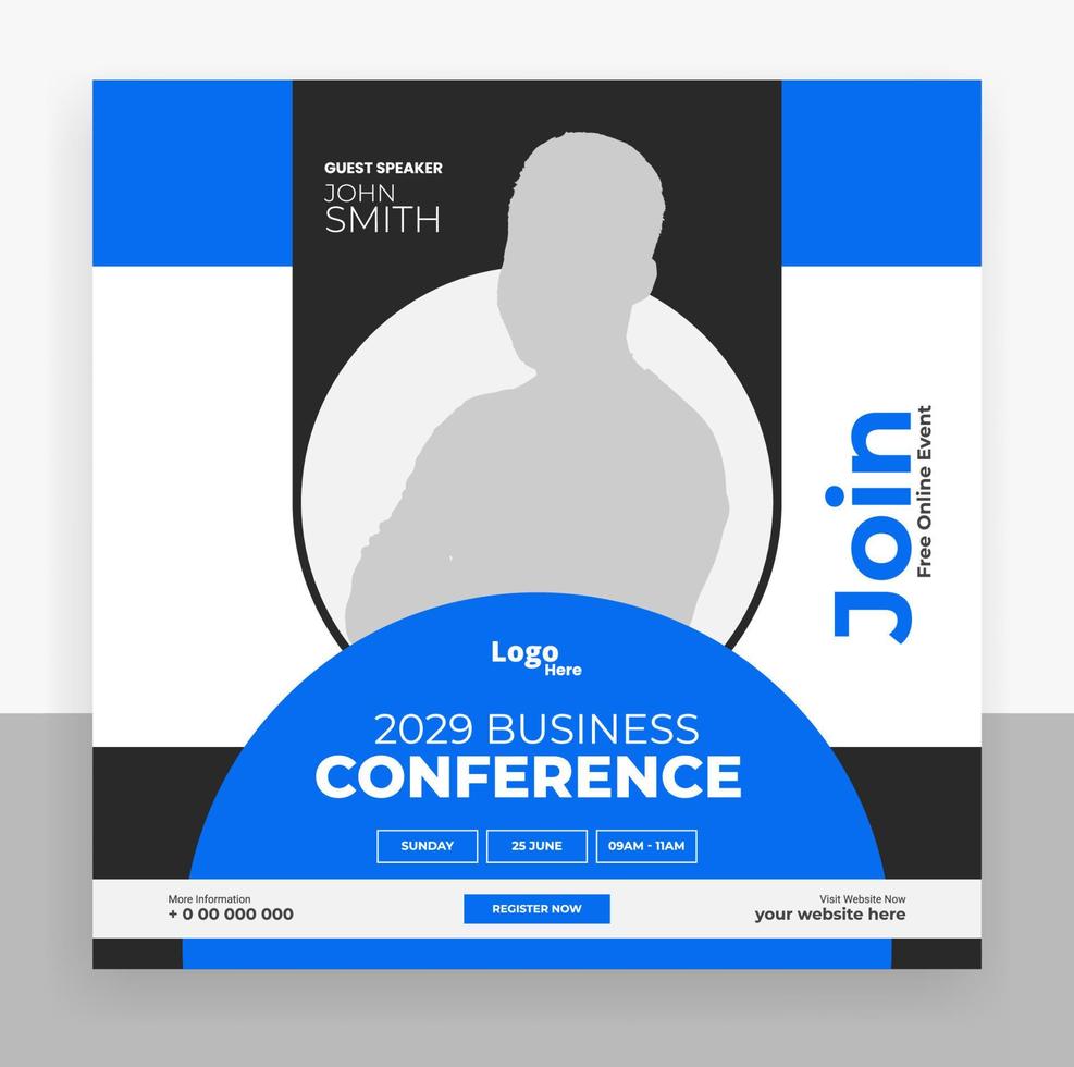 abstract business conference social media post webinar banner vector