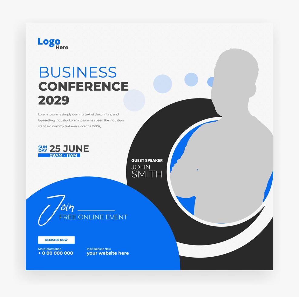 abstract business conference social media post webinar banner vector
