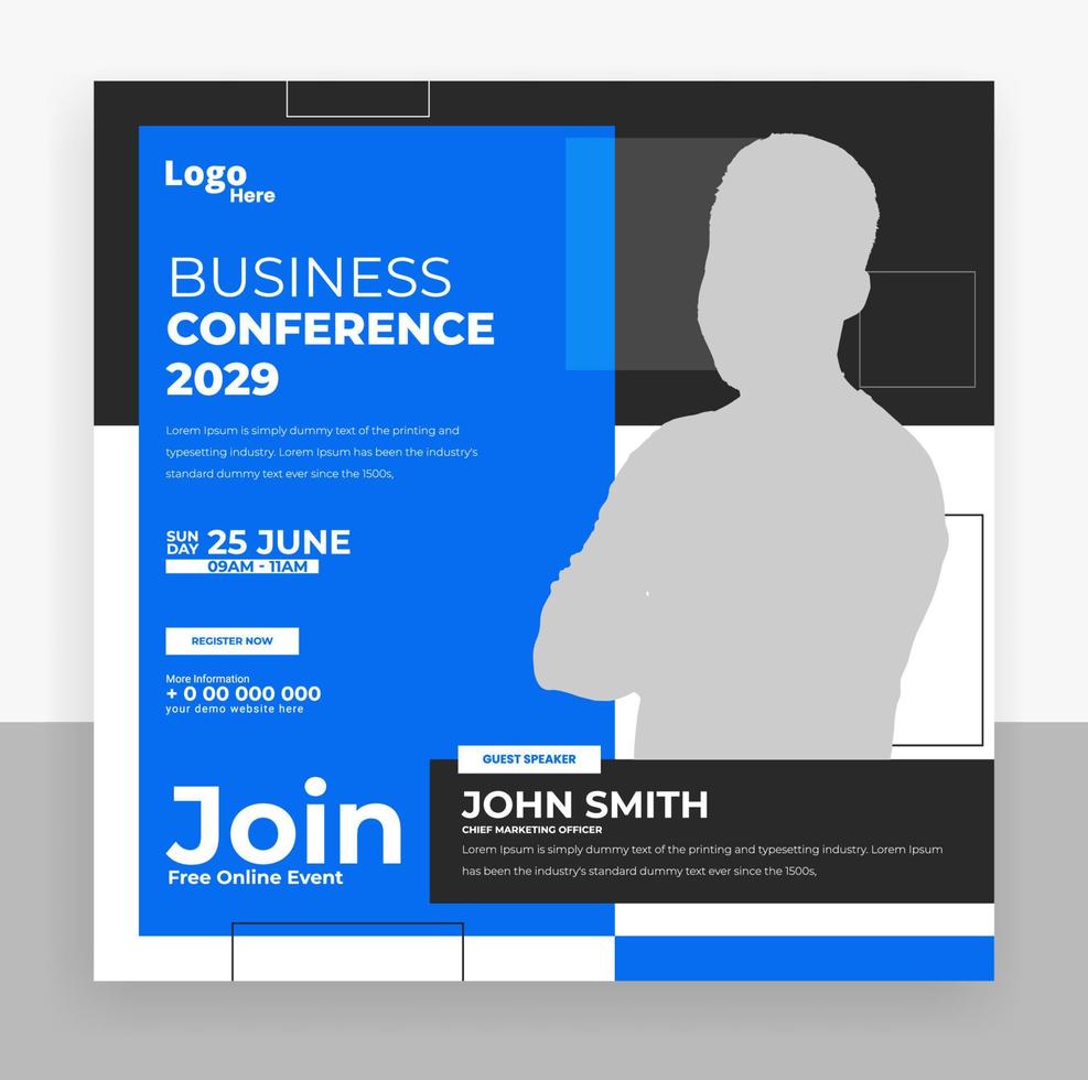 abstract business conference social media post webinar banner vector