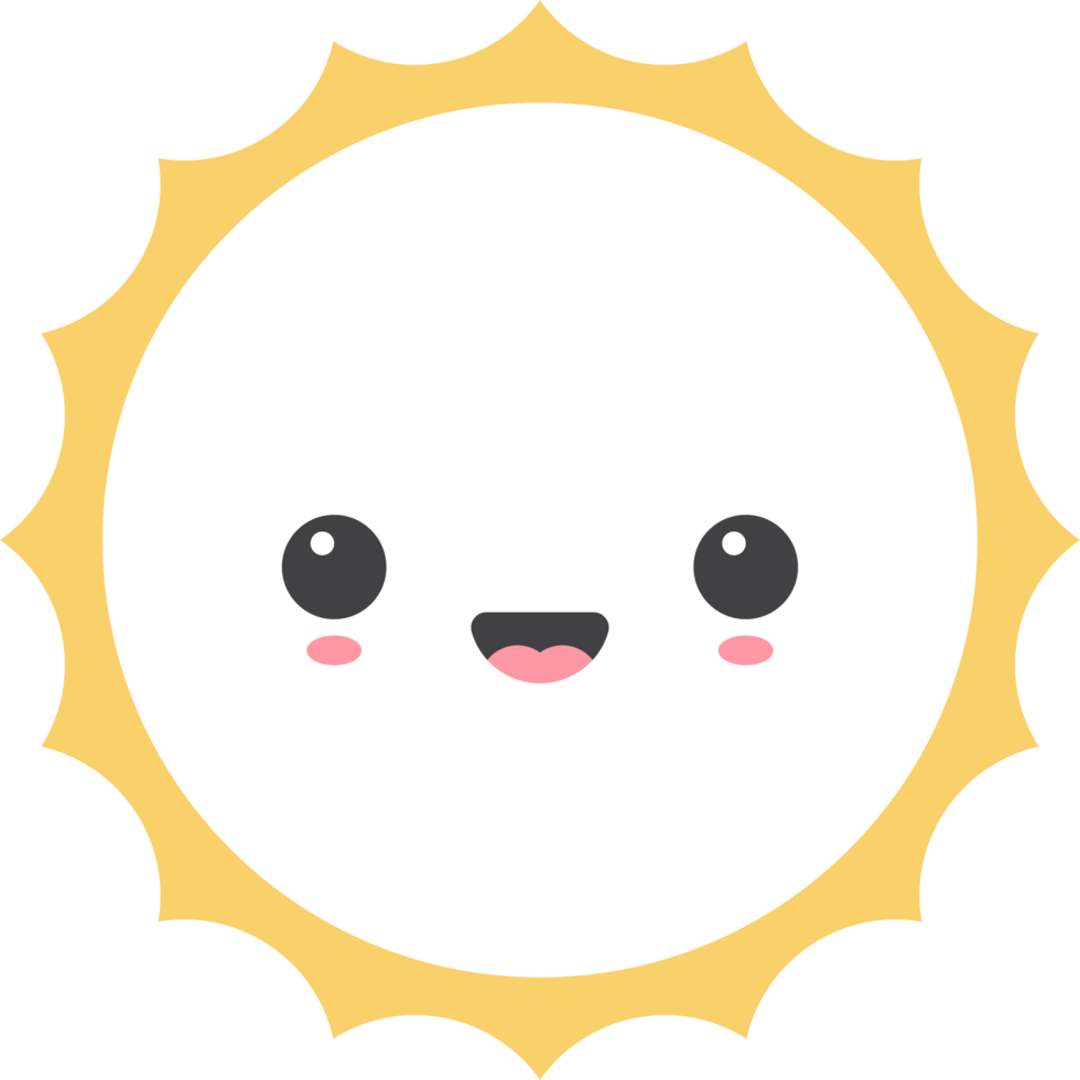 Cartoon sun icon with facial expression png