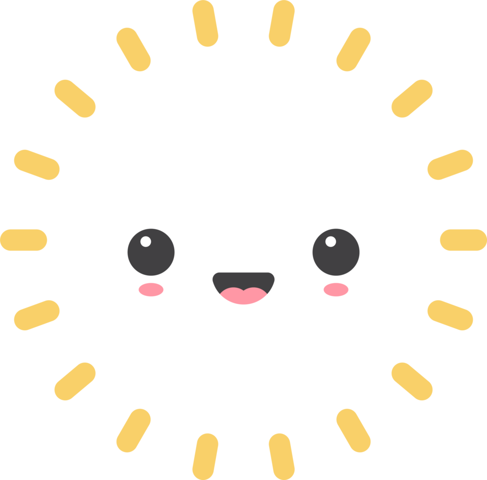 Cartoon sun icon with facial expression png