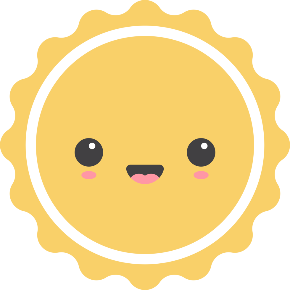 Cartoon sun icon with facial expression png