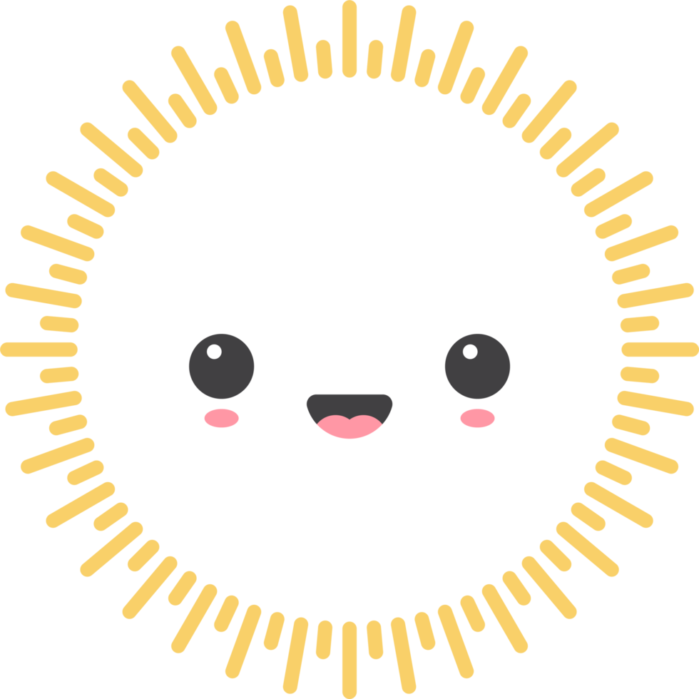 Cartoon sun icon with facial expression png