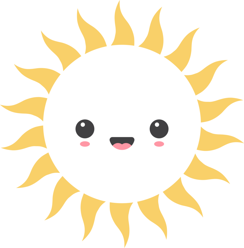 Cartoon sun icon with facial expression png