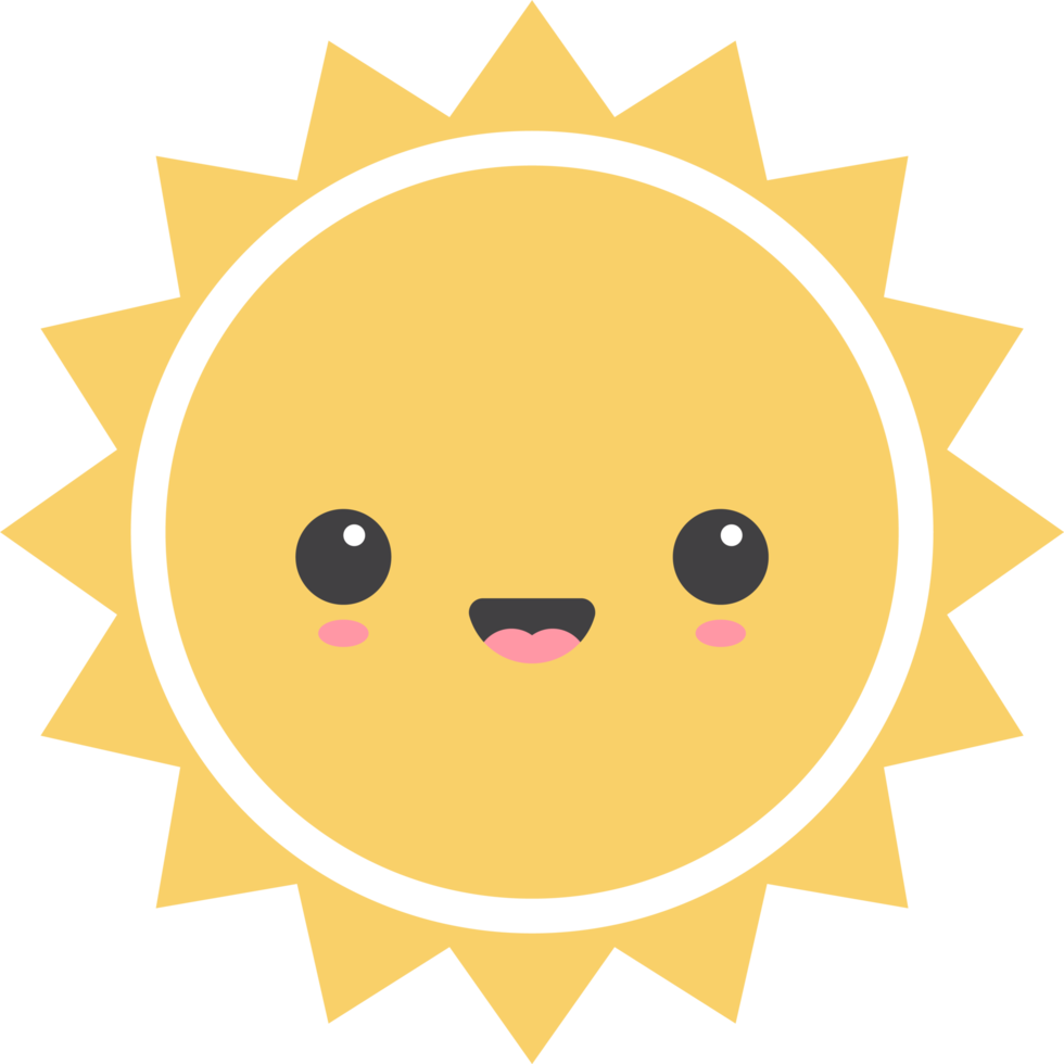 Cartoon sun icon with facial expression png