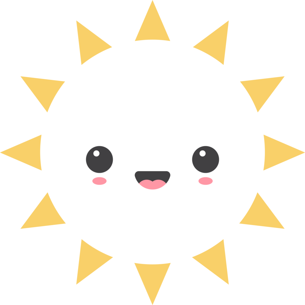 Cartoon sun icon with facial expression png