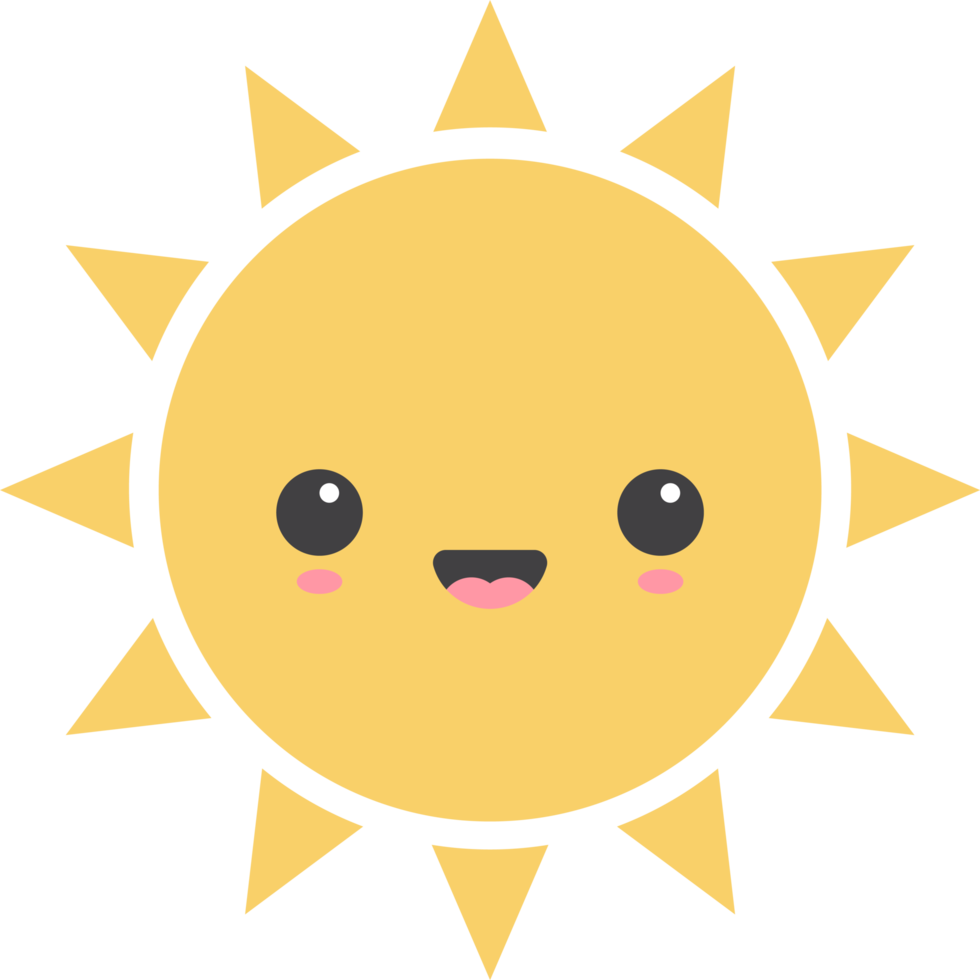 Cartoon sun icon with facial expression png