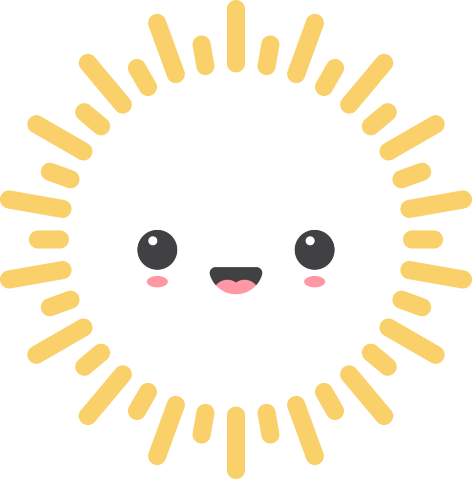 Cartoon sun icon with facial expression png