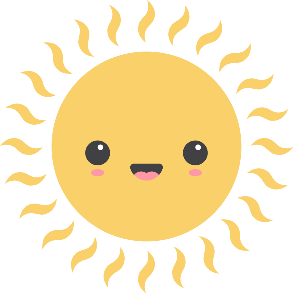 Cartoon sun icon with facial expression png