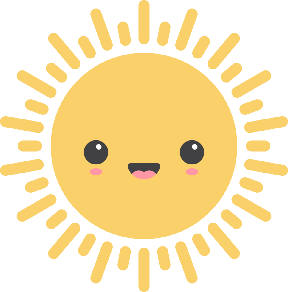 Cartoon sun icon with facial expression png