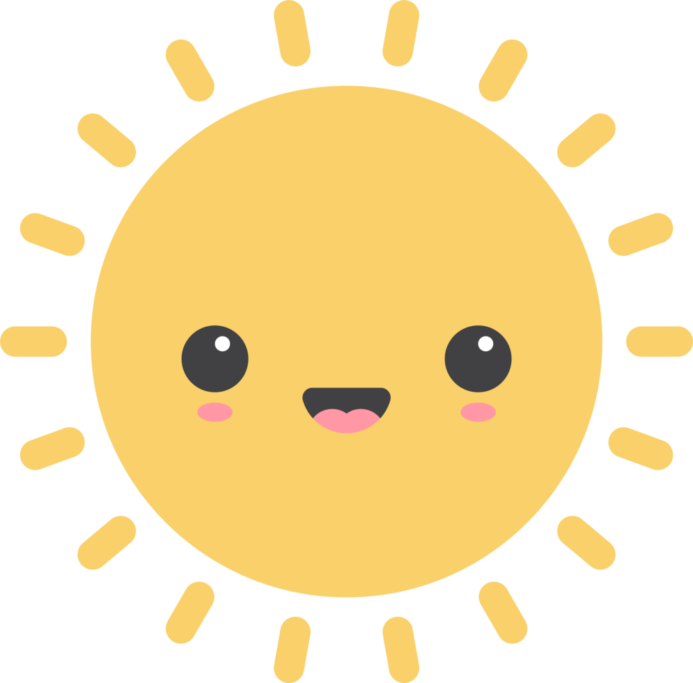 Cartoon sun icon with facial expression png