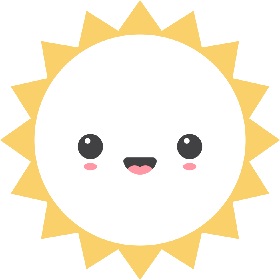 Cartoon sun icon with facial expression png