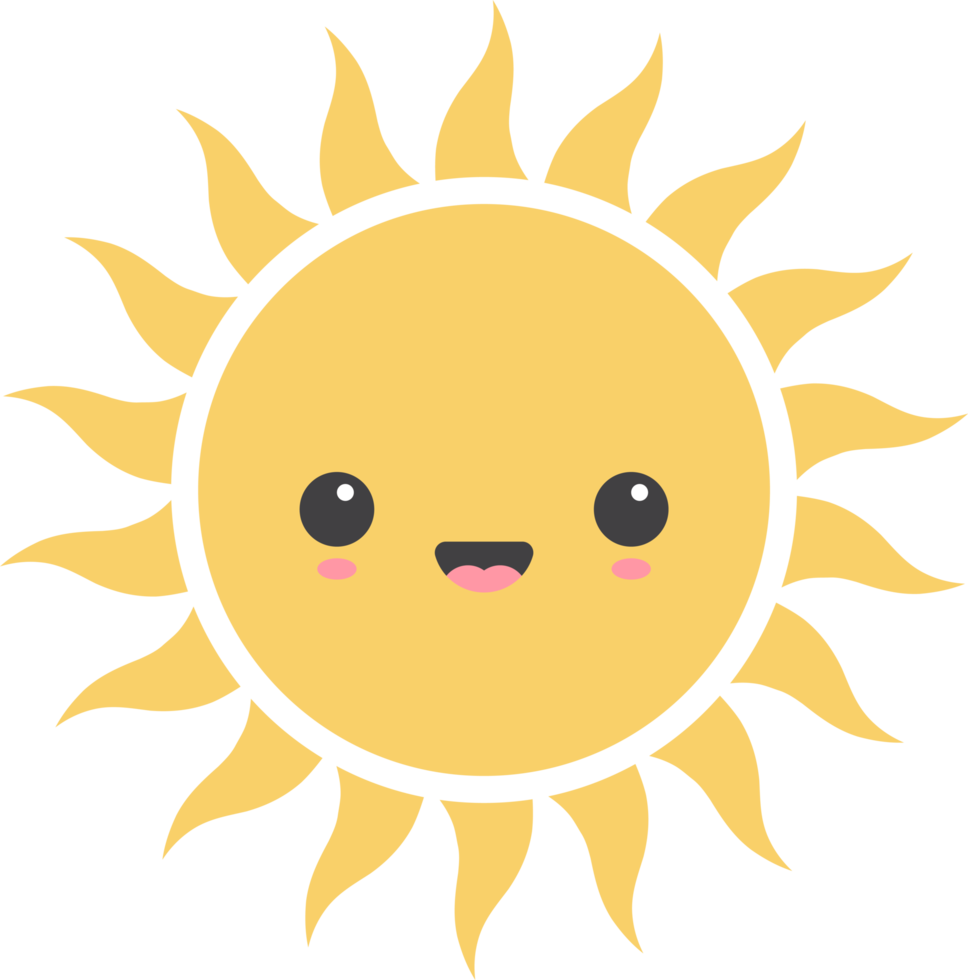 Cartoon sun icon with facial expression png