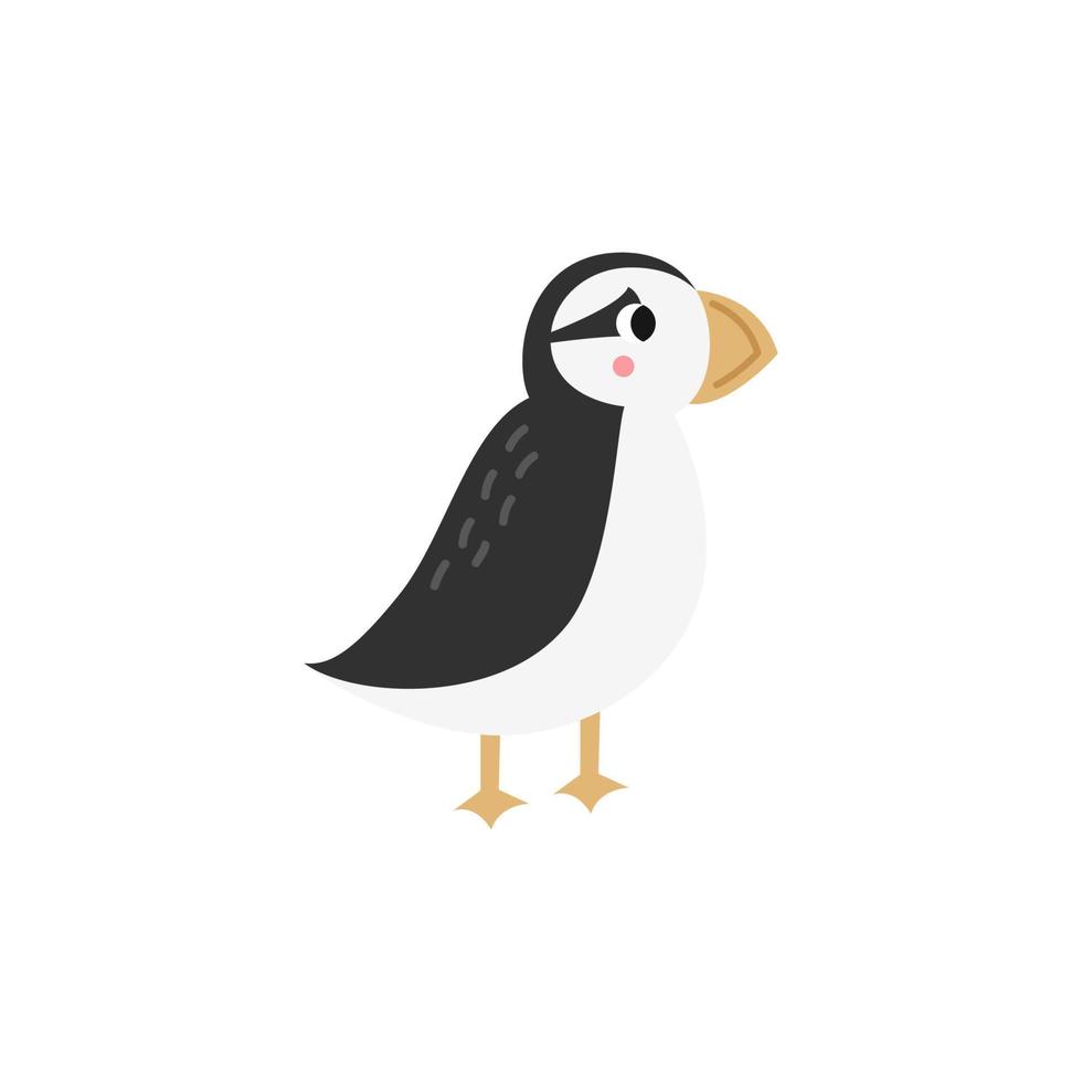 Vector illustration of cartoon puffin isolated on white background.