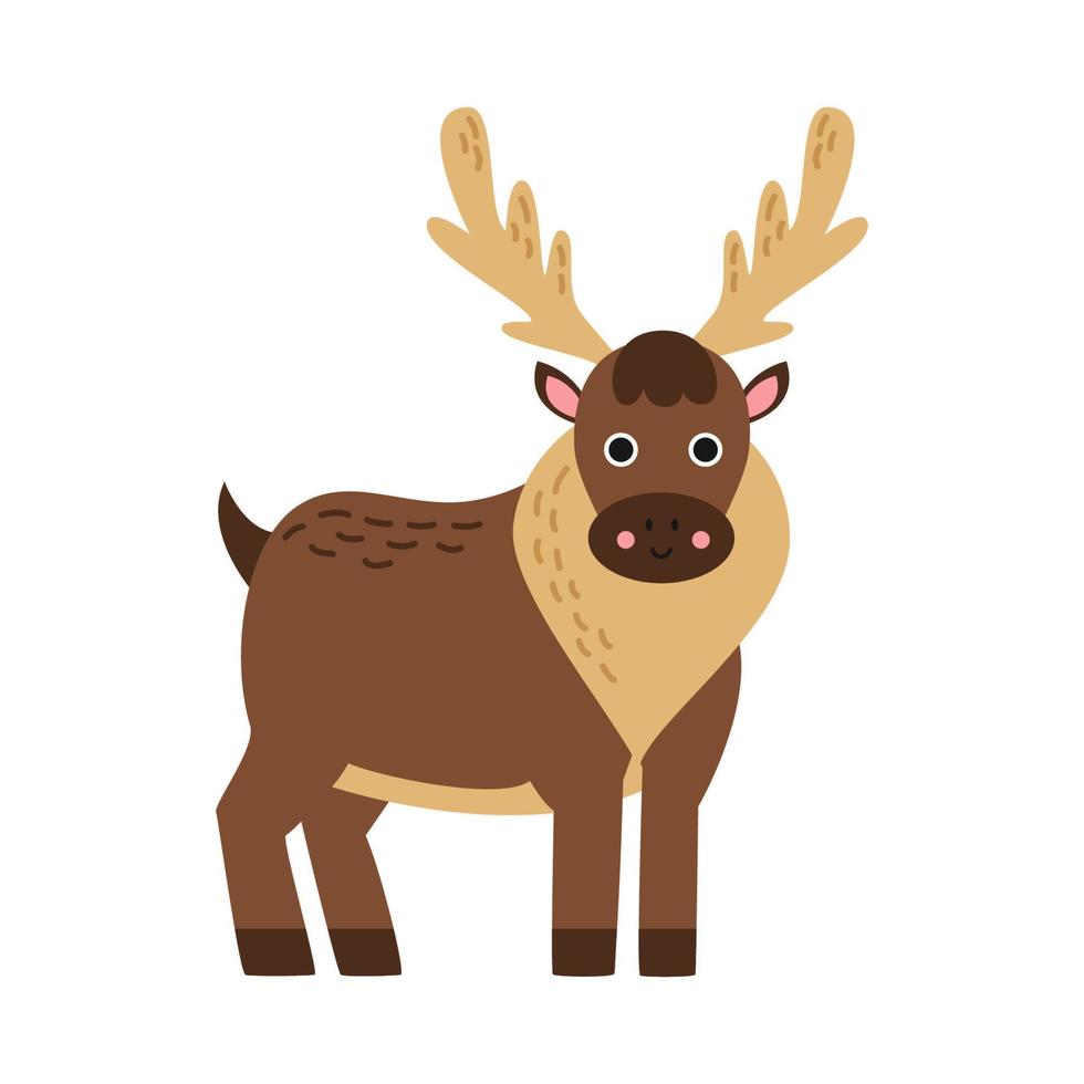 Vector illustration of cartoon reindeer isolated on white background.