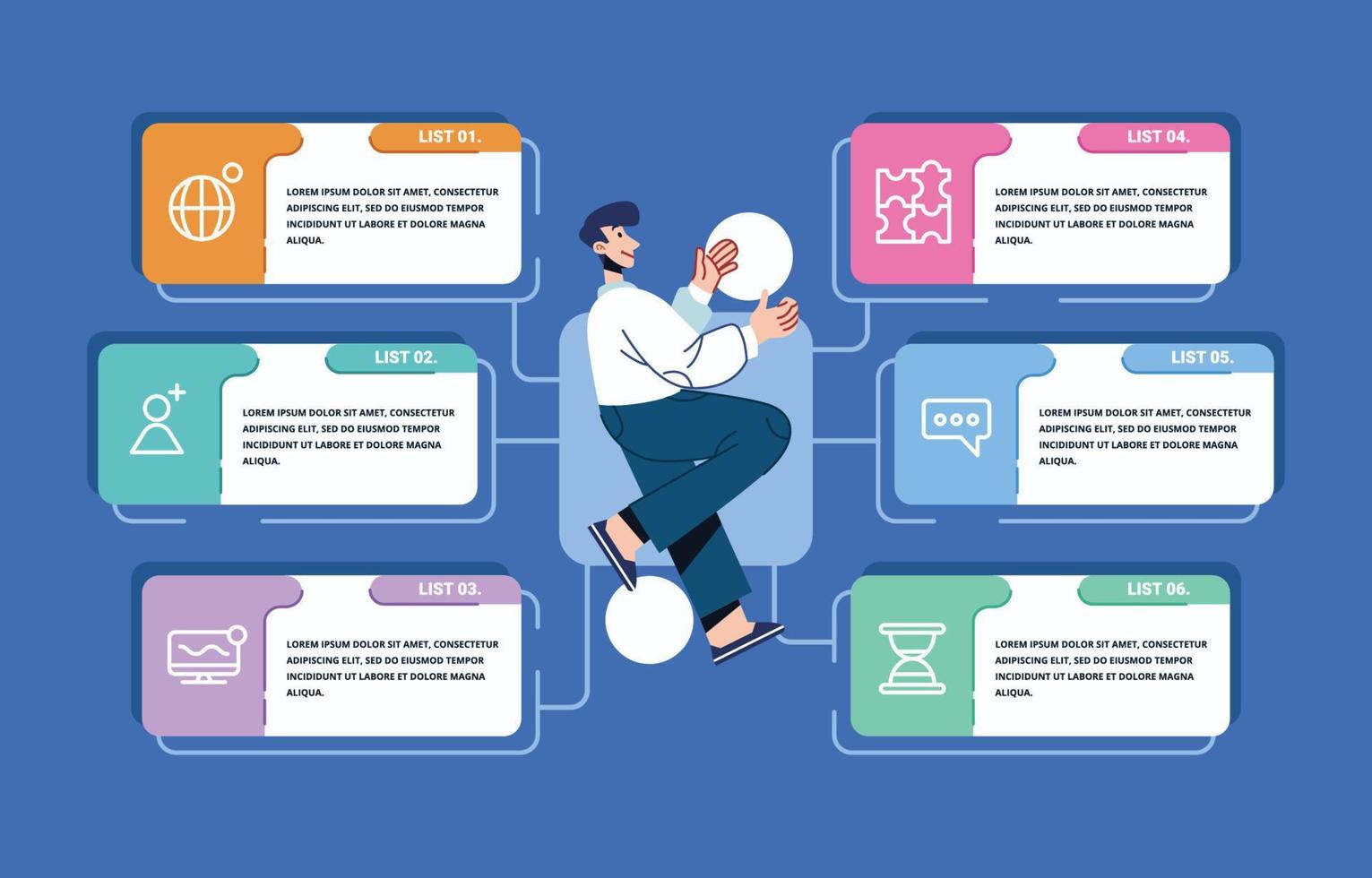 List Visualization Infographic Template vector